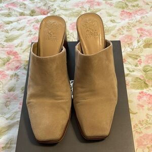 Vince Camuto Cream Suede Mules